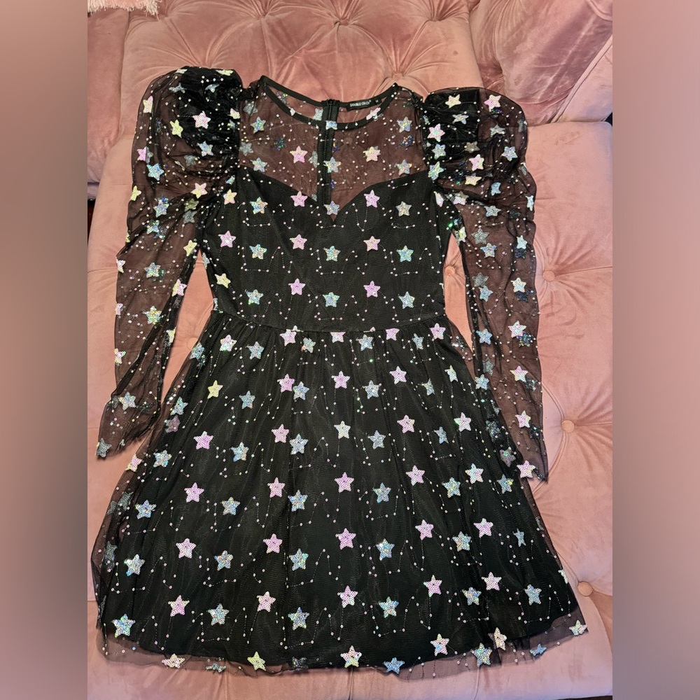 Women’s see through sequined star dress size Medium